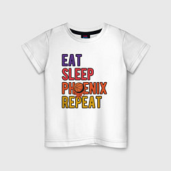 Футболка хлопковая детская Eat, Sleep, Phoenix, цвет: белый