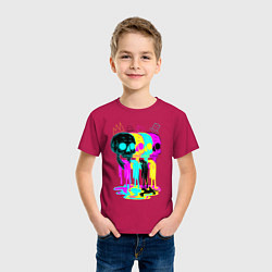 Футболка хлопковая детская 4 ЧЕРЕПА SKULLS NEON, цвет: маджента — фото 2