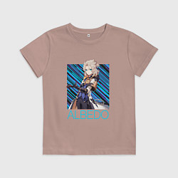 Футболка хлопковая детская Альбедо Genshin Impact, цвет: пыльно-розовый