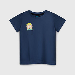 Футболка хлопковая детская Баттерс в кармане, цвет: тёмно-синий