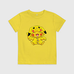 Футболка хлопковая детская Милый пикачу, цвет: желтый