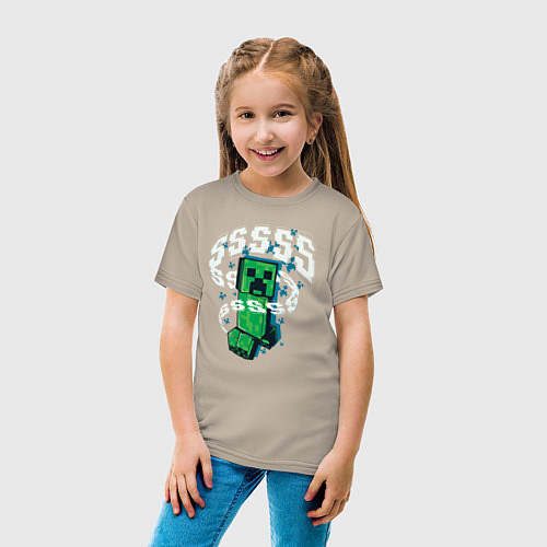 Детская футболка Крипер Creeper Minecraft / Миндальный – фото 4