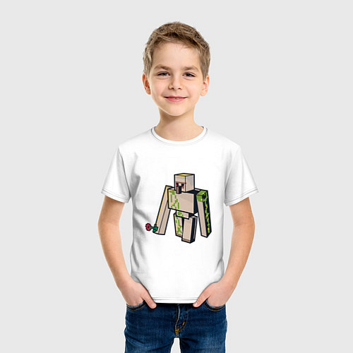 Детская футболка Железный голем Майнкрафт / Белый – фото 3