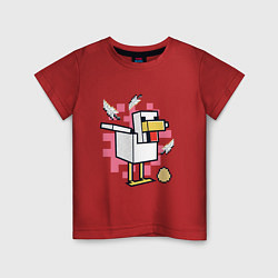 Футболка хлопковая детская Курица Chicken Майнкрафт, цвет: красный