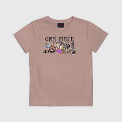 Футболка хлопковая детская Персонажи One Piece Большой куш, цвет: пыльно-розовый