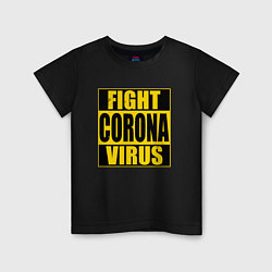 Футболка хлопковая детская Fight Corona Virus, цвет: черный