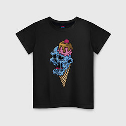 Футболка хлопковая детская Horror ice cream, цвет: черный