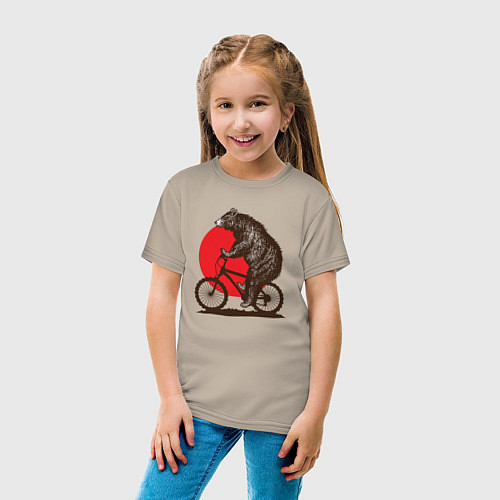 Детская футболка Медведь на велосиеде / Миндальный – фото 4