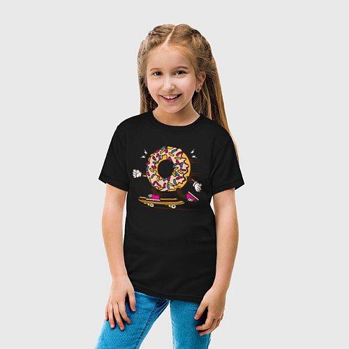 Детская футболка Пончик на скейте / Черный – фото 4
