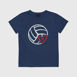 Футболка хлопковая детская Love Volleyball, цвет: тёмно-синий