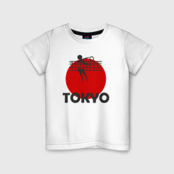 Футболка хлопковая детская Волейбол - Токио, цвет: белый