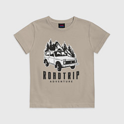 Футболка хлопковая детская Niva roadtrip, цвет: миндальный