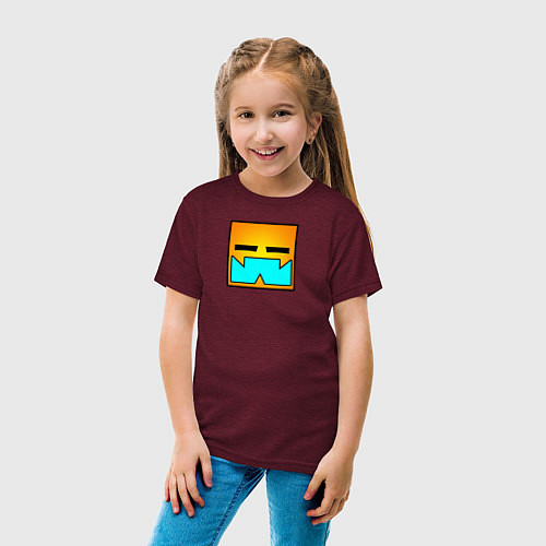Детская футболка Geometry Dash КВАДРАТ / Меланж-бордовый – фото 4