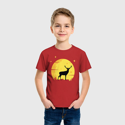 Детская футболка Олень перед Луной / Красный – фото 3