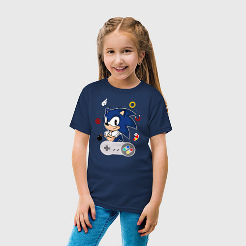 Детская футболка Соник с джостиком / Тёмно-синий – фото 4