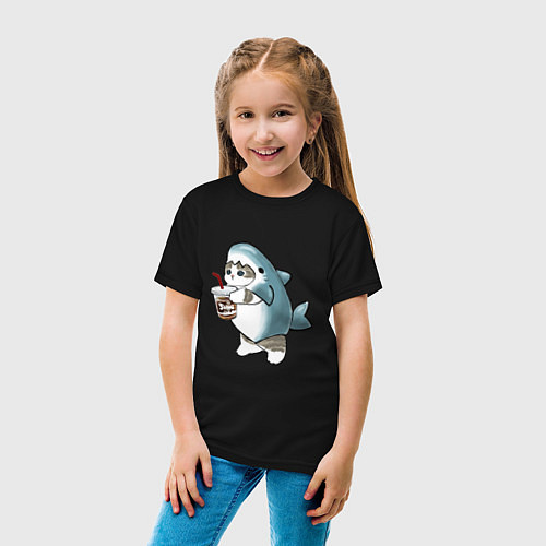 Детская футболка Котоакула / Черный – фото 4