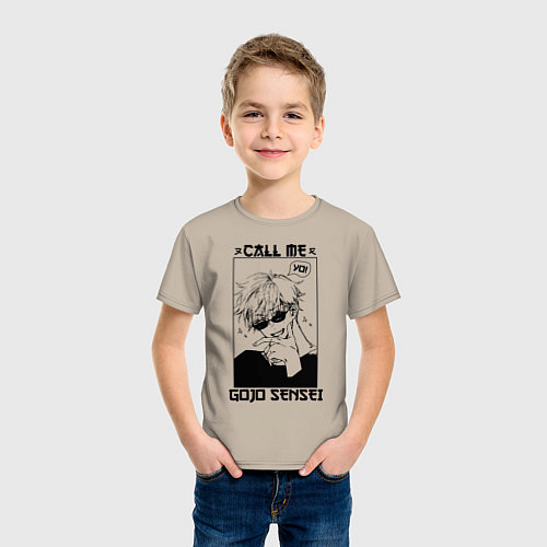 Детская футболка CALL ME GOJO SENSEI / Миндальный – фото 3