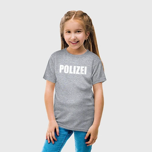 Детская футболка POLIZEI Полиция Надпись Белая / Меланж – фото 4