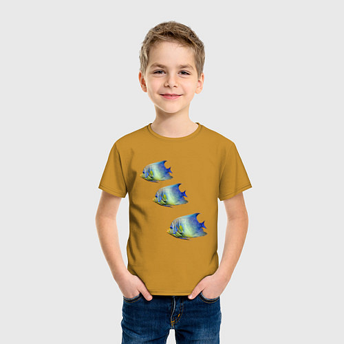 Детская футболка Рыба / Горчичный – фото 3