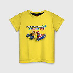 Футболка хлопковая детская Mariokart 8 Deluxe гонка, цвет: желтый