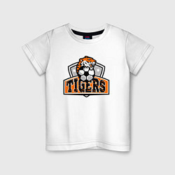 Футболка хлопковая детская Football Tigers, цвет: белый