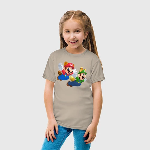 Детская футболка Марио и Луиджи улетают на юг / Миндальный – фото 4
