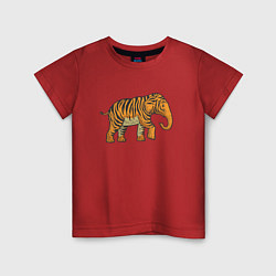 Футболка хлопковая детская Тигровый слон, цвет: красный