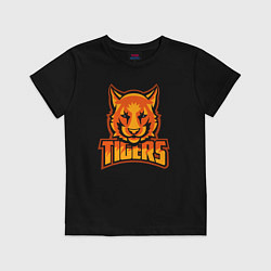 Футболка хлопковая детская Tigers, цвет: черный