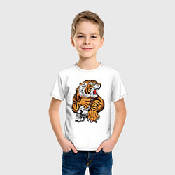 Футболка хлопковая детская Tiger Skull, цвет: белый — фото 2