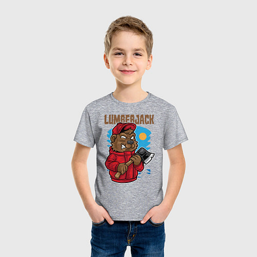 Детская футболка Медведь с топором / Меланж – фото 3