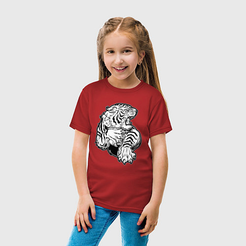 Детская футболка Белый Тигр / Красный – фото 4