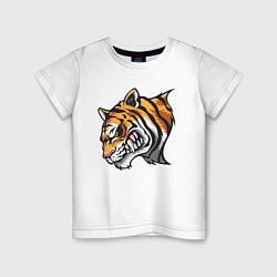 Футболка хлопковая детская Злобный Тигр, цвет: белый