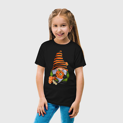 Детская футболка Гном с тыквой / Черный – фото 4