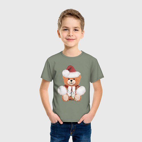 Детская футболка Новогодний медвежонок / Авокадо – фото 3