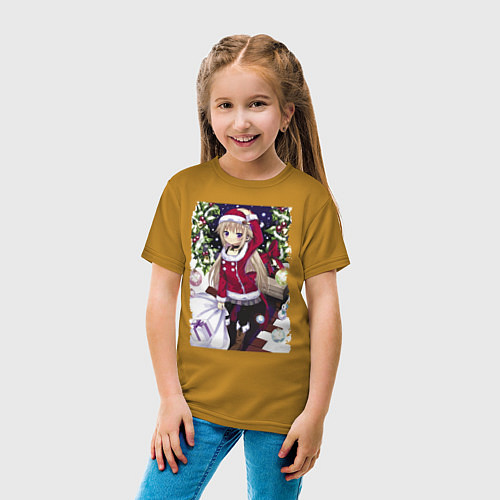 Детская футболка Красавица снегурочка, аниме / Горчичный – фото 4