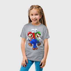 Футболка хлопковая детская Mario Bros, цвет: меланж — фото 2