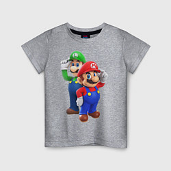 Футболка хлопковая детская Mario Bros цвета меланж — фото 1