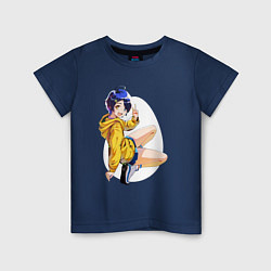 Футболка хлопковая детская Айорина, цвет: тёмно-синий