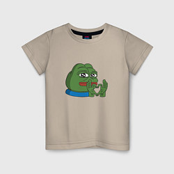 Футболка хлопковая детская Pepe love пепе лов, цвет: миндальный