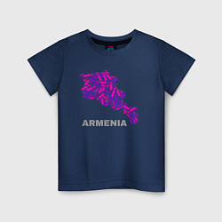 Футболка хлопковая детская Карта - Армения, цвет: тёмно-синий