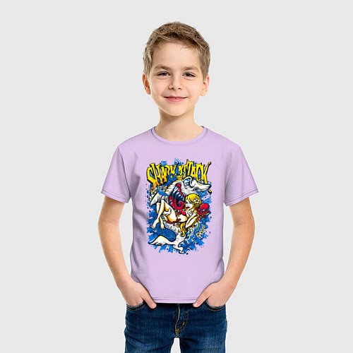 Детская футболка Девушка в руках акулы / Лаванда – фото 3