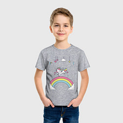 Футболка хлопковая детская Единорог на радугу, цвет: меланж — фото 2