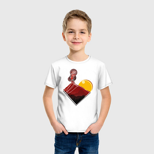 Детская футболка Вулкан в горах / Белый – фото 3