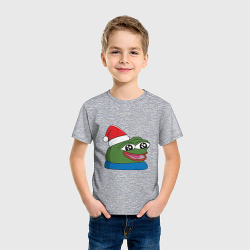 Детская футболка Pepe, pepe happy, Пепе хеппи, pepe happy new year / Меланж – фото 3