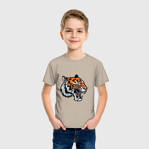 Детская футболка Face Tiger / Миндальный – фото 3