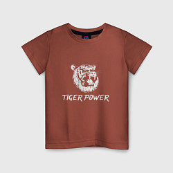 Футболка хлопковая детская Power of Tiger, цвет: кирпичный