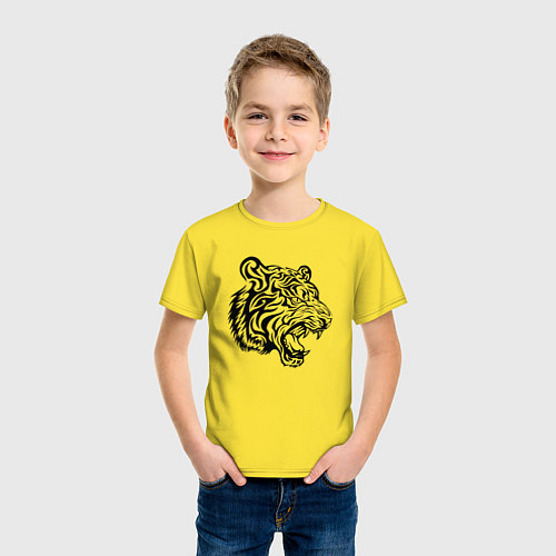 Детская футболка Голова тигра тату / Желтый – фото 3