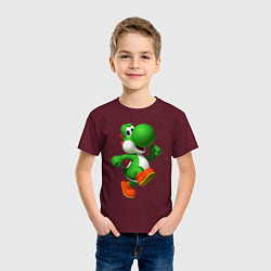 Футболка хлопковая детская 3d Yoshi, цвет: меланж-бордовый — фото 2