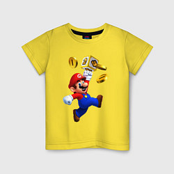 Футболка хлопковая детская Mario cash, цвет: желтый