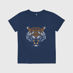 Футболка хлопковая детская Tiger Shadow, цвет: тёмно-синий
